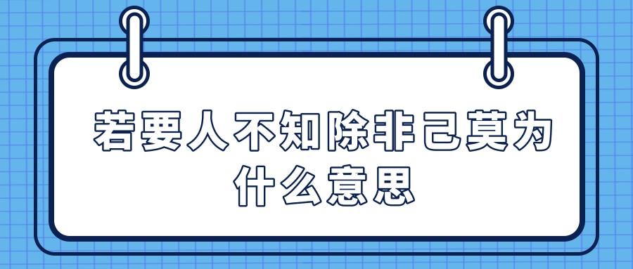 若要人不知除非己莫为什么意思